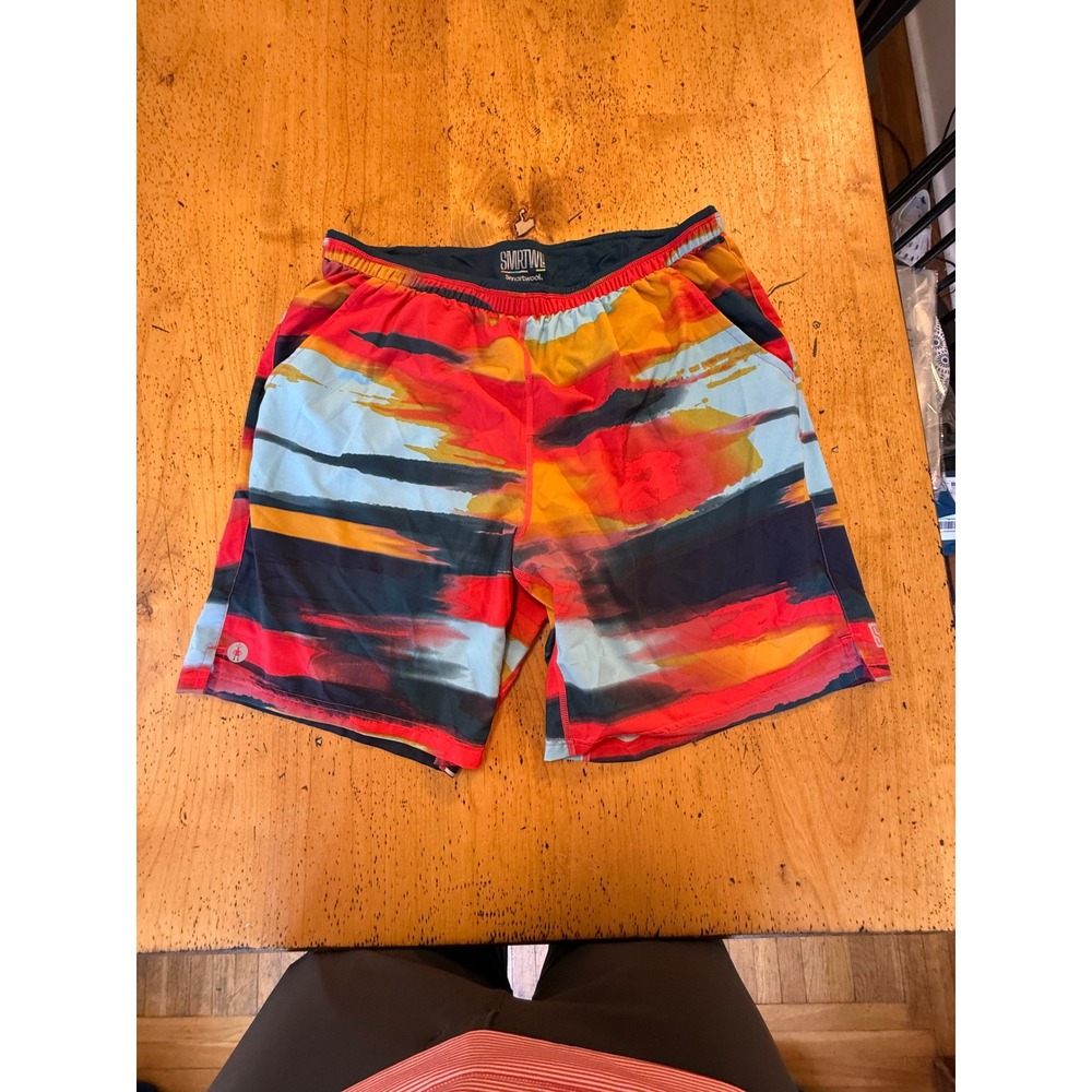 Smartwool Active Lined Shorts Size L Mens Multicolor Abstract Print Running Gym